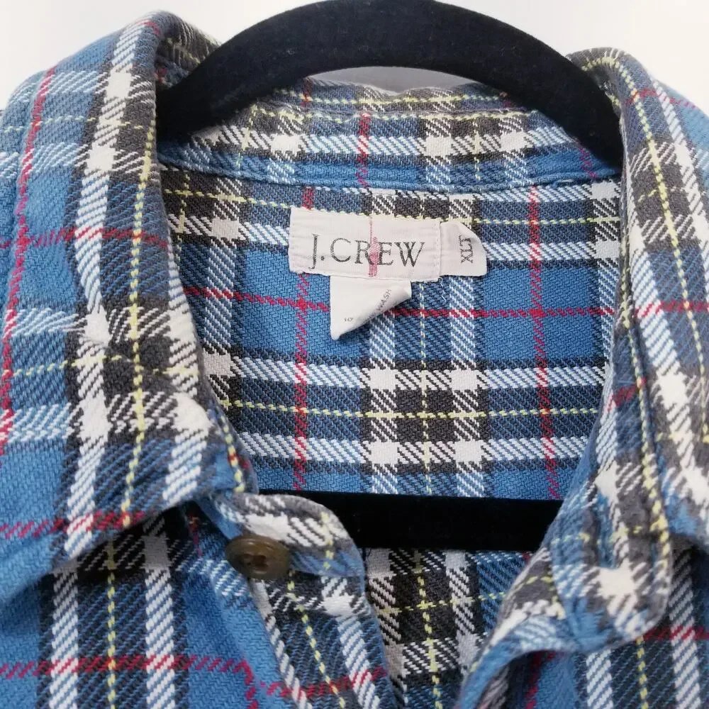 Vintage J. Crew 100% Cotton Plaid Collared Shacket Casual Long Sleeves Shirt